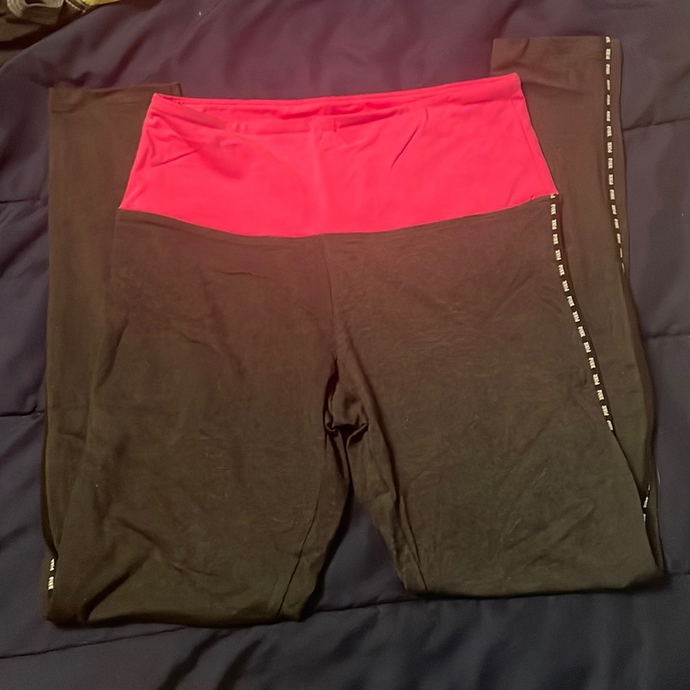 Victoria’s Secret PINK medium hot pink and gray full length yoga pants